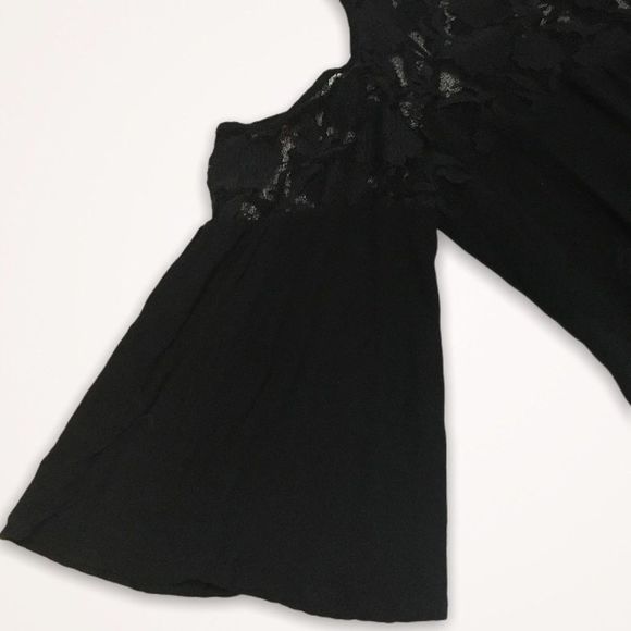 AQUA Black Lace Trim Cold Shoulder Top - Picture 6 of 7
